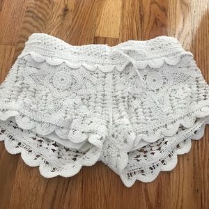 White crochet shorts